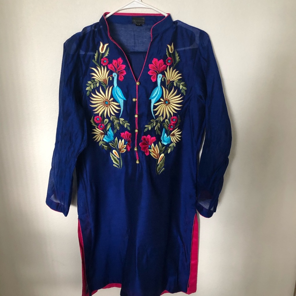 Zehbunisa royal blue shirt with slip only.